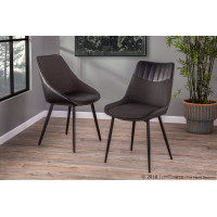 Lumisource CH-MAR BK+BKGY2 Marche Contemporary Two-Tone Chair in Black Faux Leather and Grey Fabric - Set of 2